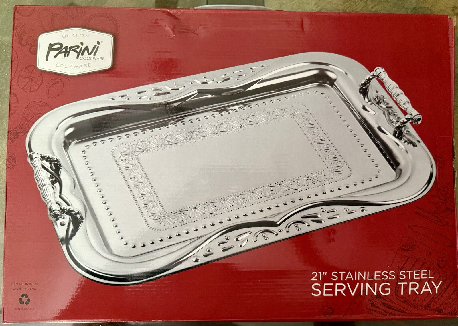 NEW  Parini Stainless Steel Serving Tray 21" Cookware Platter