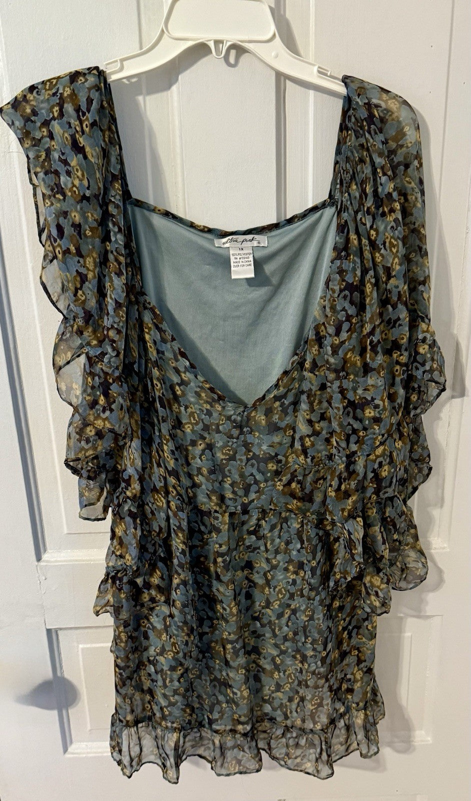 Vintage Altra Post. floral print ruffle-sleeve top