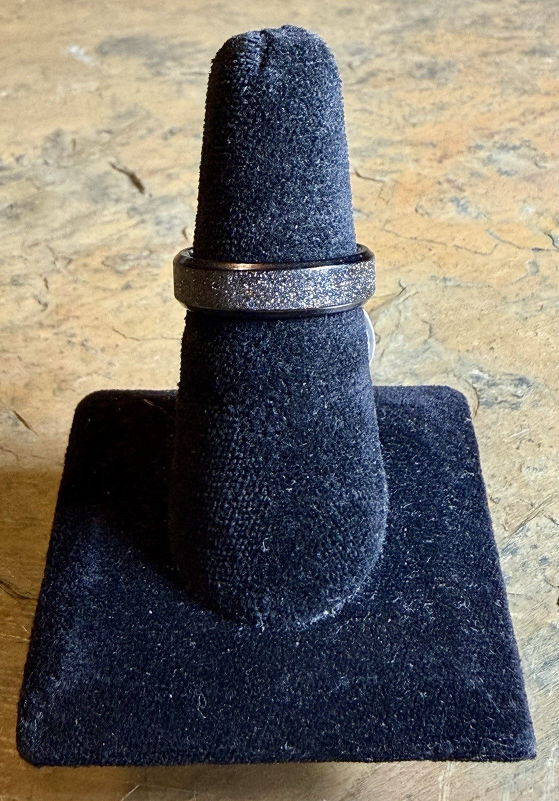 Black Textured Stainless Steel Wedding Band - Size 9 