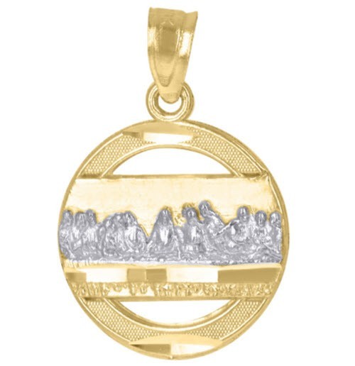 10kt Two-Tone Gold Diamond-Cut Last Supper Pendant (0.8gms)