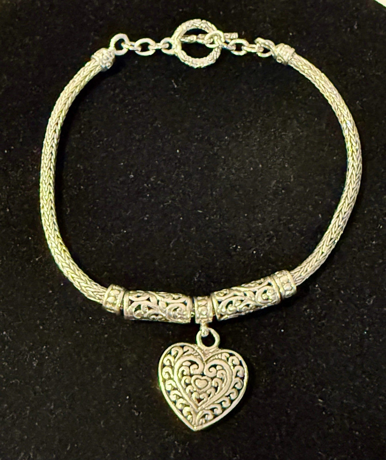 Vintage Sterling Silver ATI Heart Bracelet