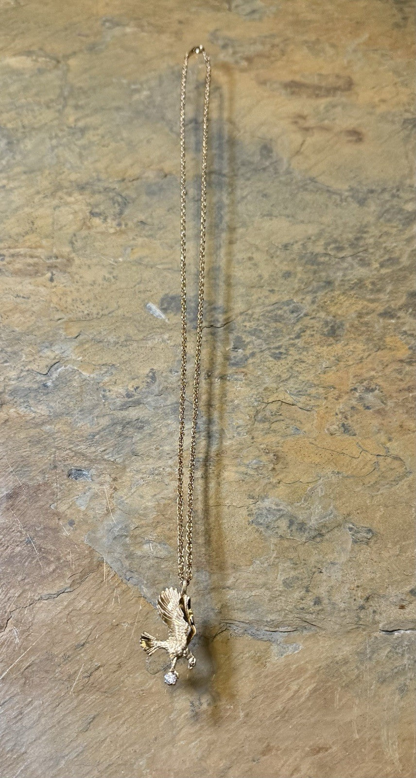 Gold Tone Eagle Pendant and Rope Necklace 