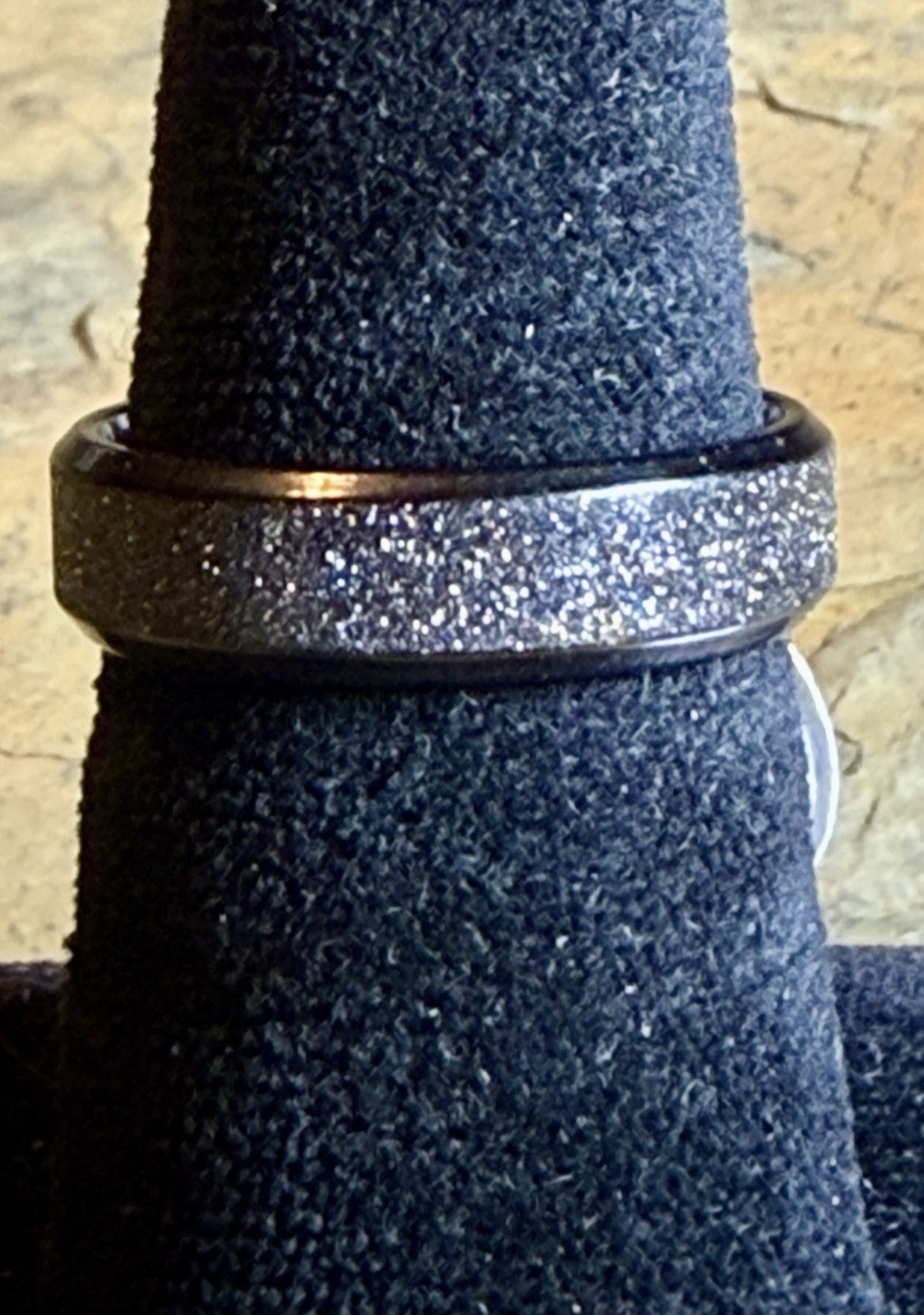 Black Textured Stainless Steel Wedding Band - Size 9 