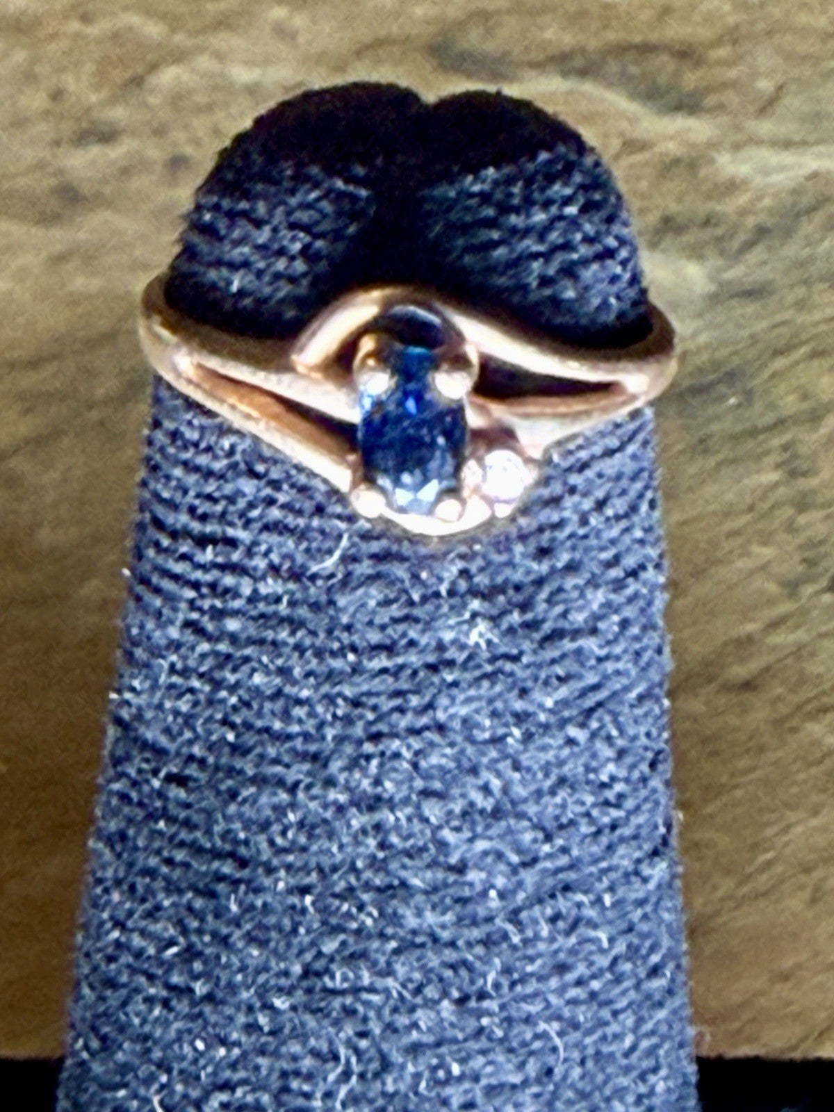Vintage 10K Yellow Gold Diamond and Aquamarine Ring - Size 3.5