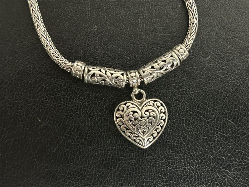 Vintage Sterling Silver ATI Heart Bracelet
