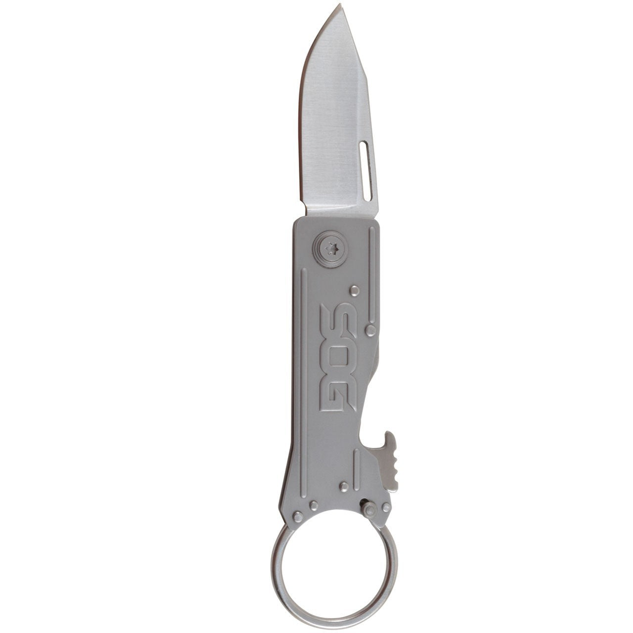 SOG Keytron Satin Key Ring & Bottle Opener Stainless Folding Knife KT1001CP