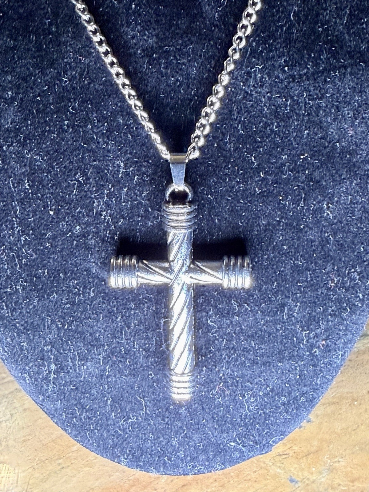 Stainless Steel Cross Pendant Necklace - 24”