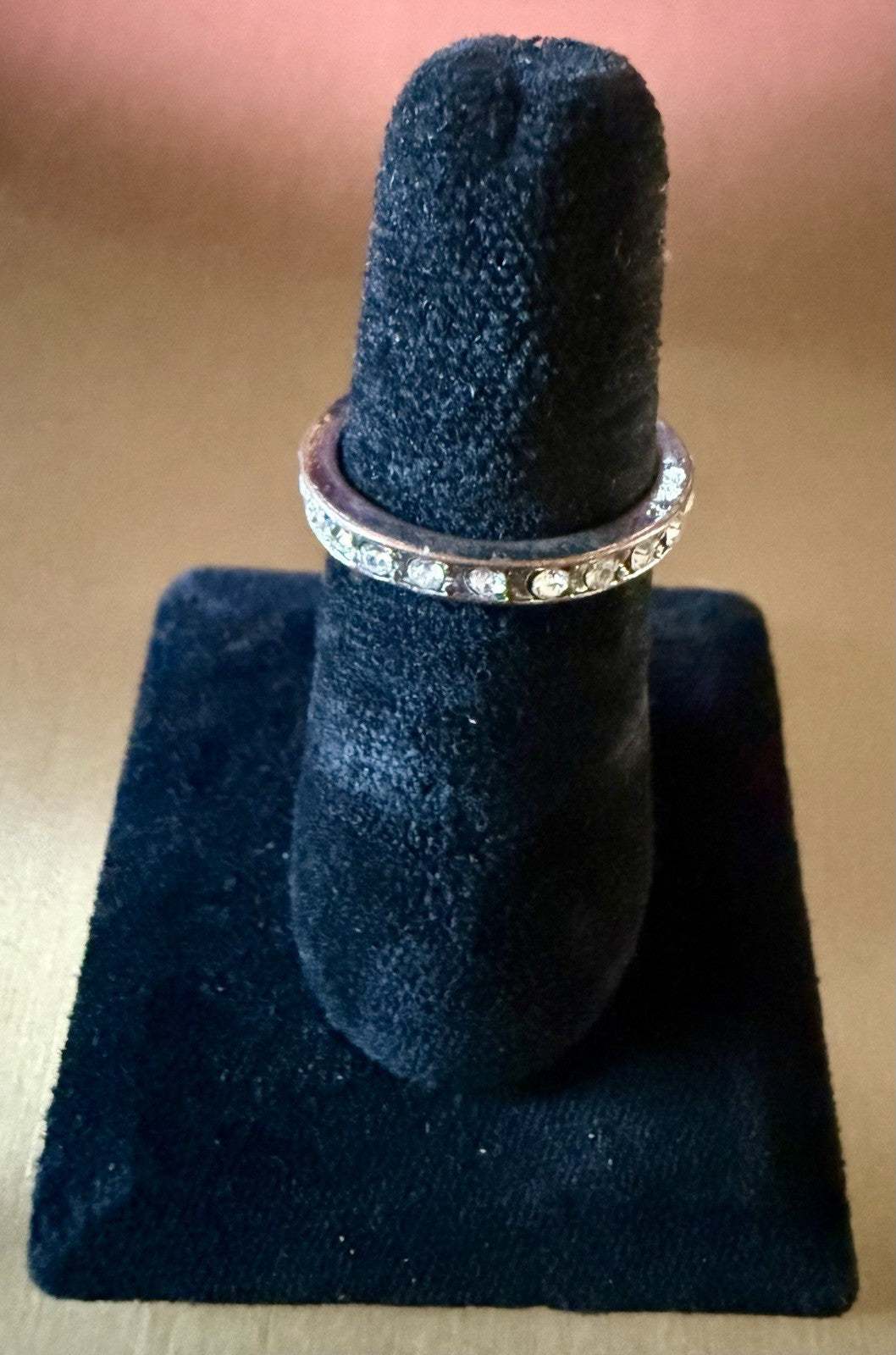 Ladies Silver Tone CZ Band- Size 8