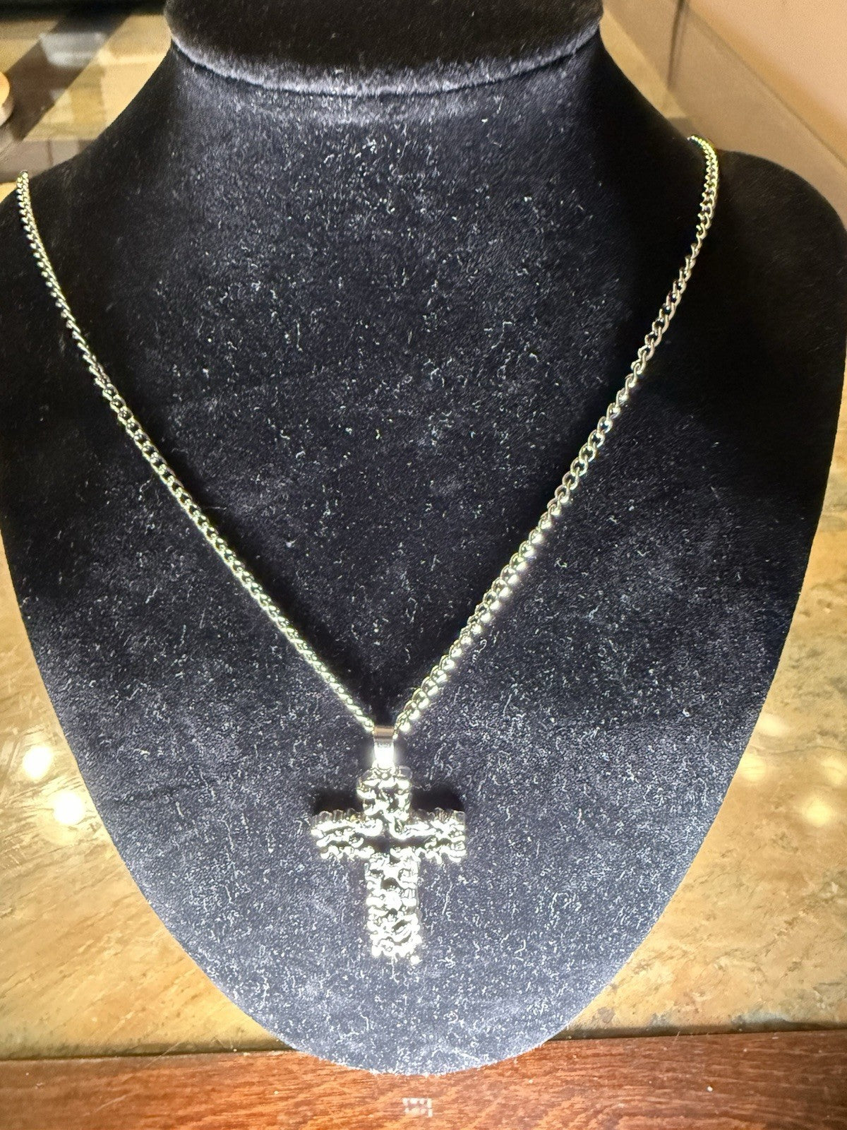 Stainless Steel Cross Pendant Necklace- 24”