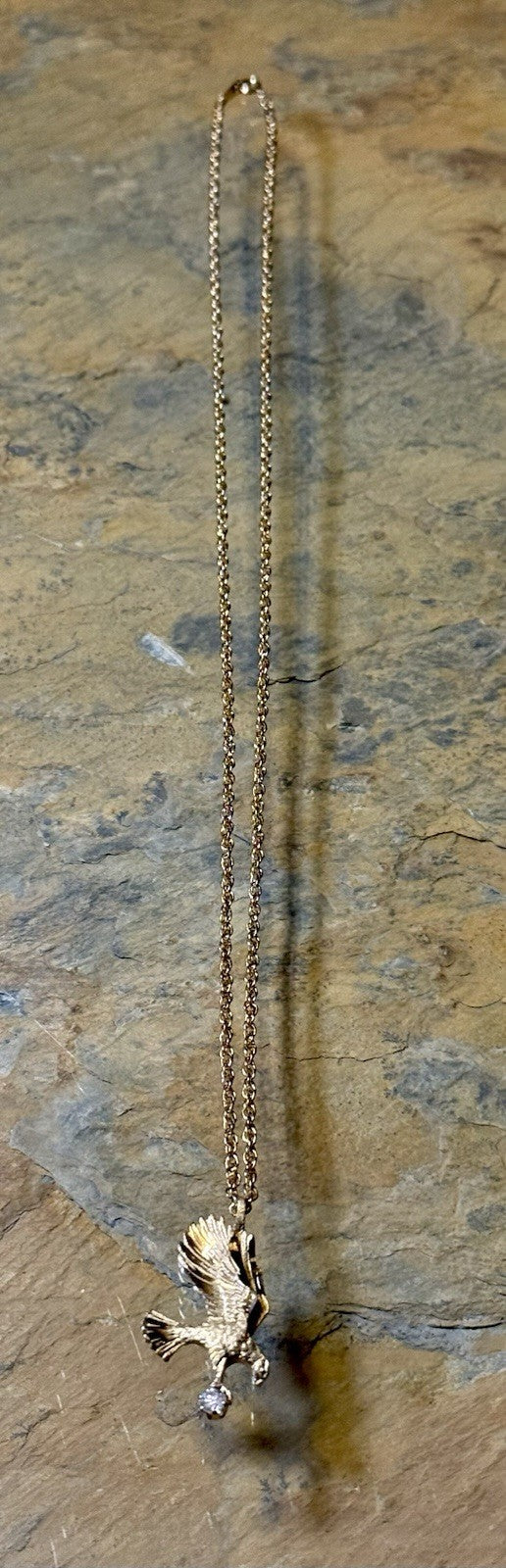 Gold Tone Eagle Pendant and Rope Necklace 
