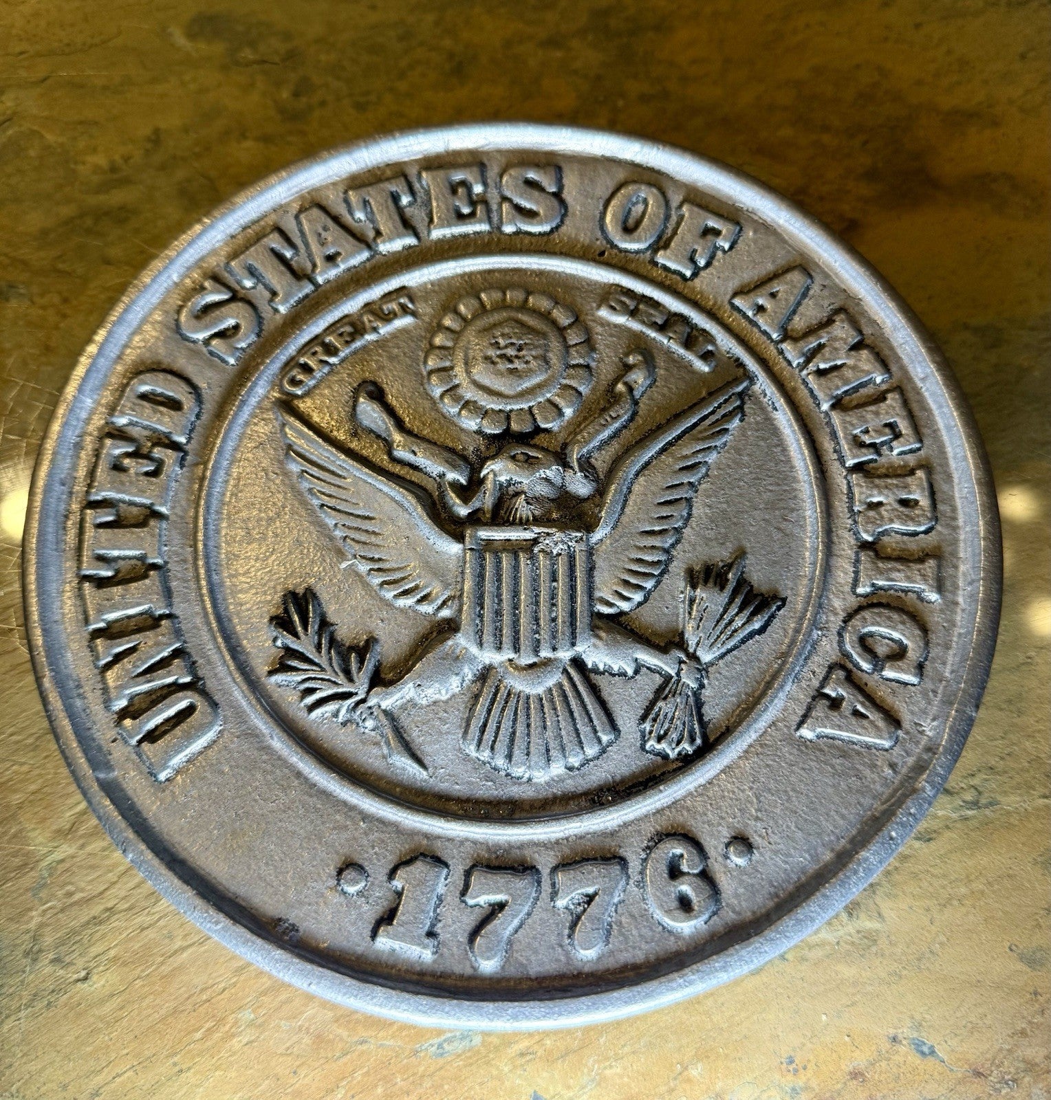 Vintage Pewter Great Seal of The US 1776 Wall Hanging Plate