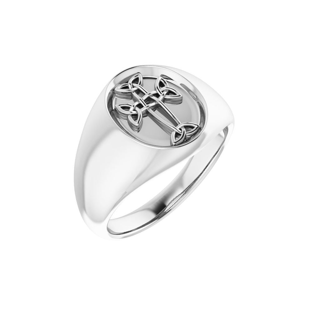 Celtic-Inspired Cross Ring in Sterling Silver - Size 10