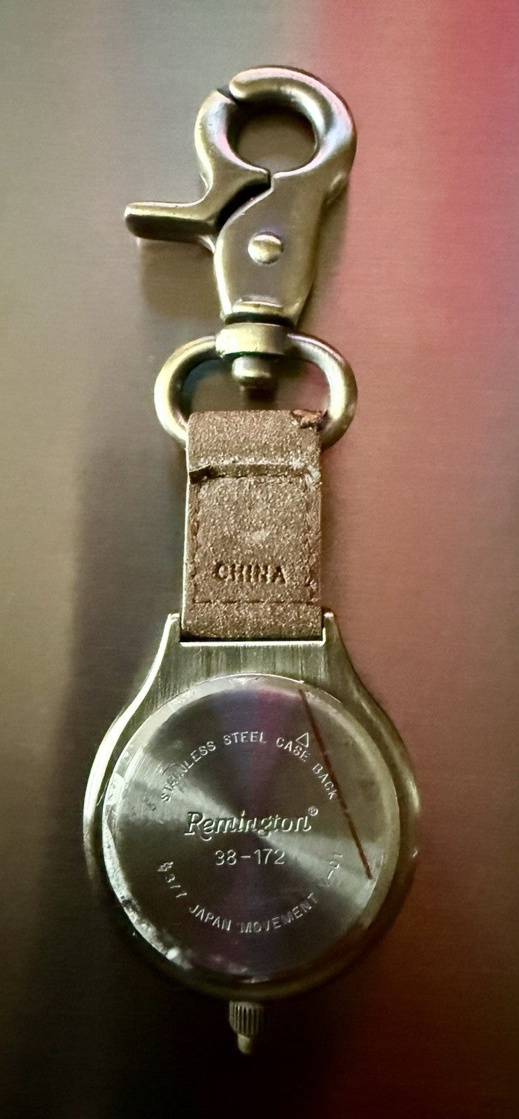 Vintage Remington Quartz Metal Clip Pocket Watch in Burnished Brass