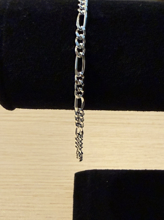 Sterling Silver 3.5mm Figaro Bracelet -7” 