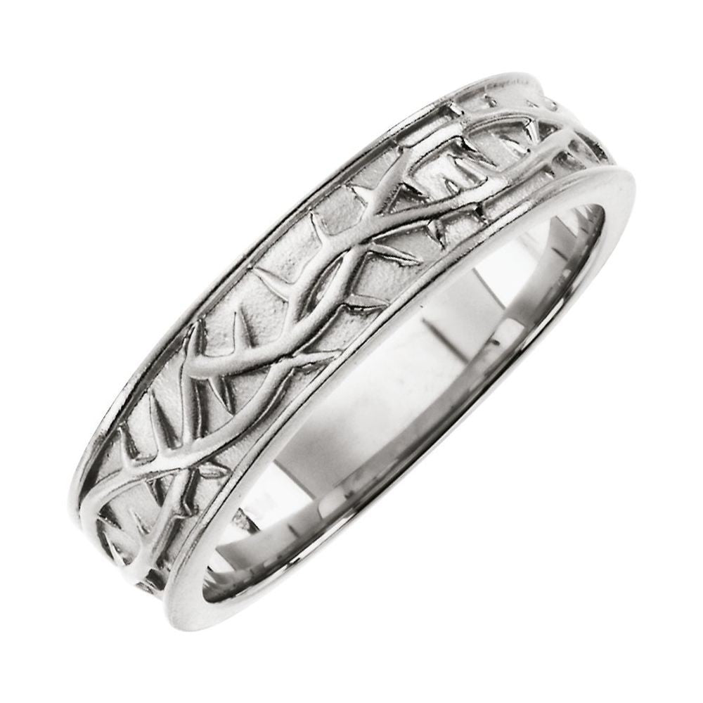 Sterling Silver 6 mm Thorn Design Band Size 10