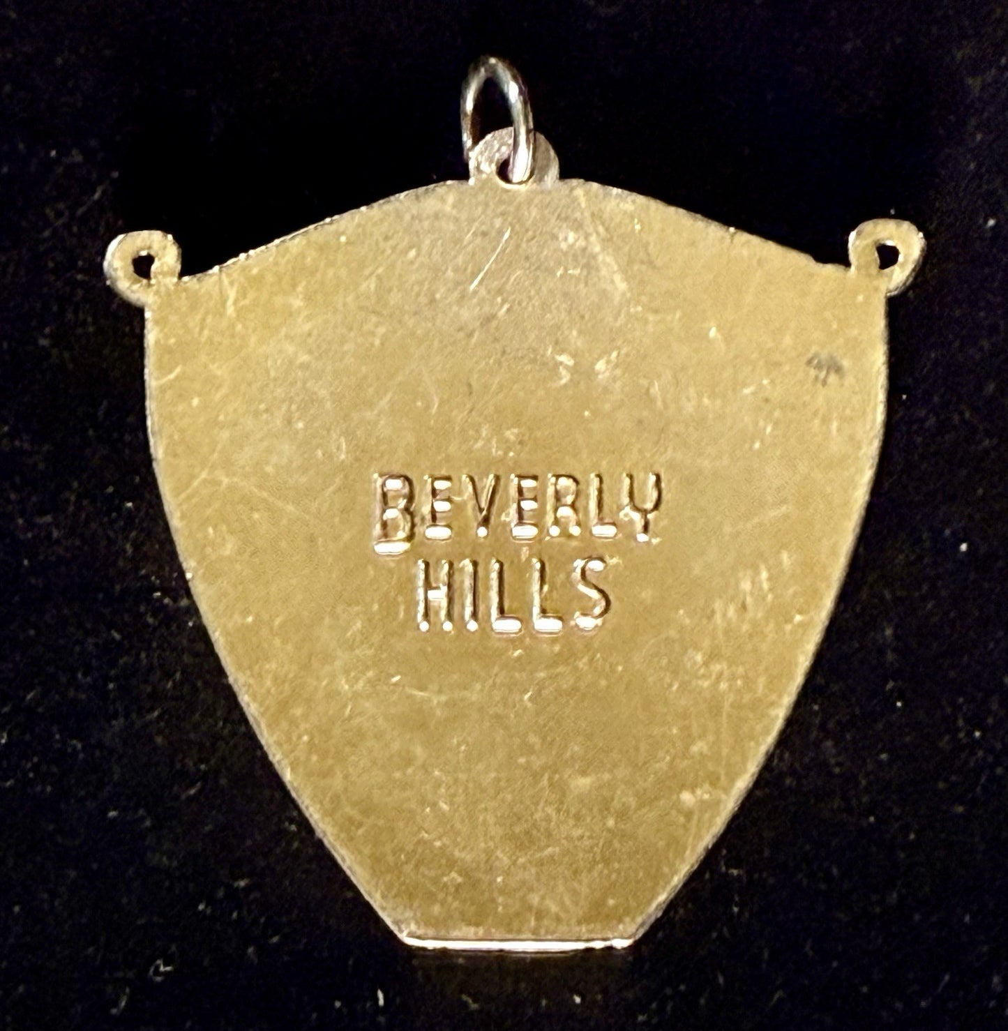 Vintage Gold Tone Beverly Hills Shield Pendant 