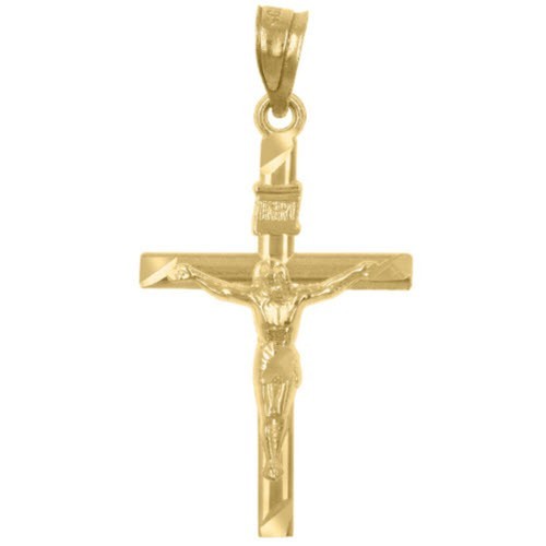 10kt Yellow Gold Diamond-Cut Crucifix Pendant (0.7gms)