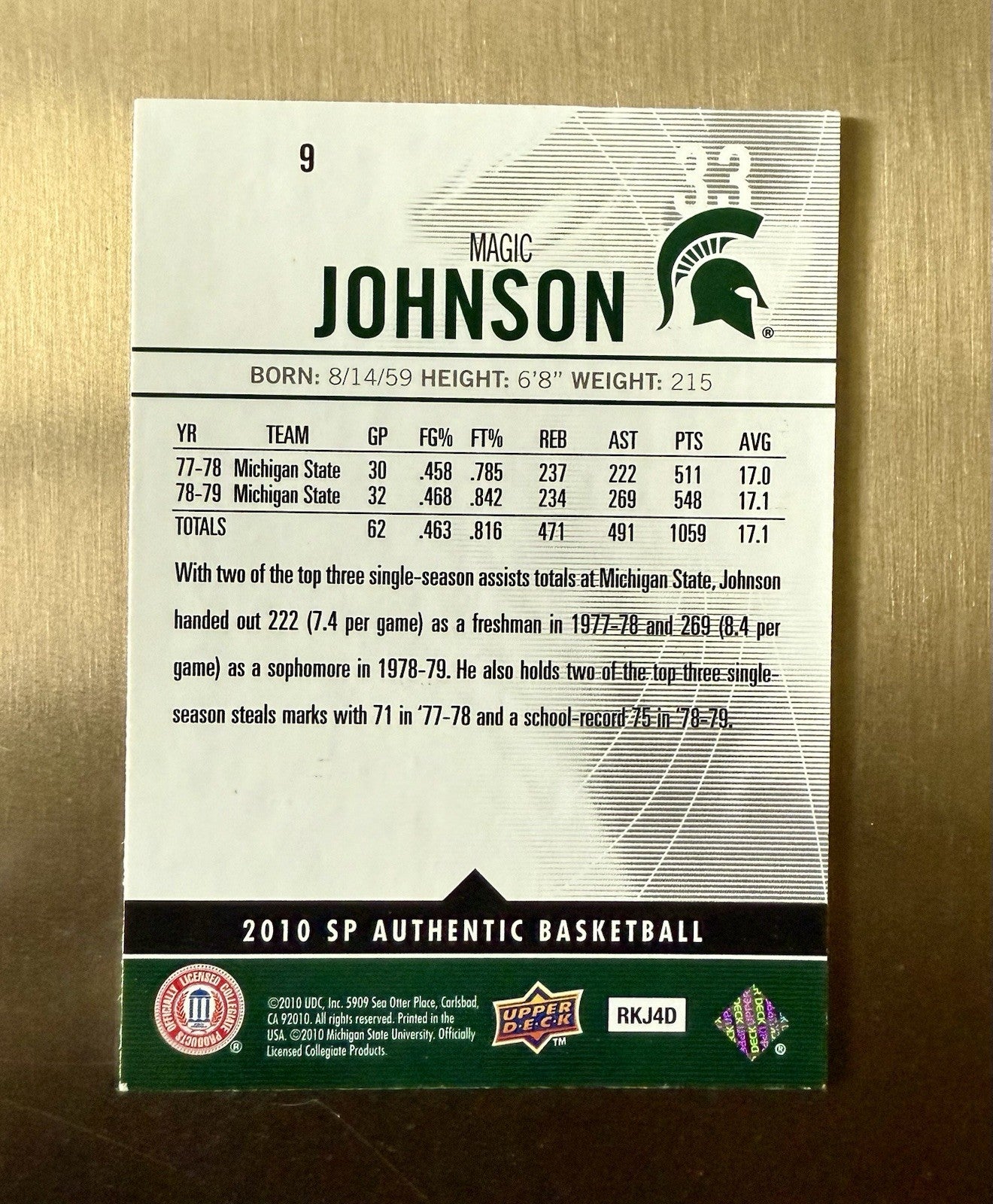 2010 Magic Johnson SP Authentic basketball card,