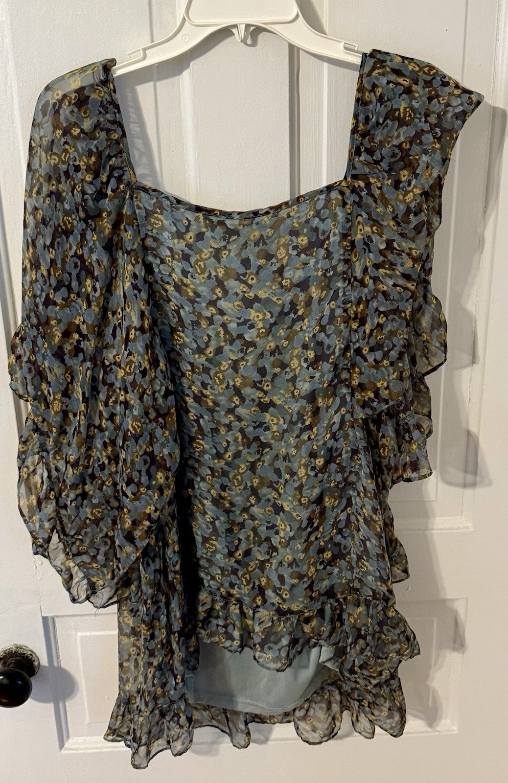 Vintage Altra Post. floral print ruffle-sleeve top