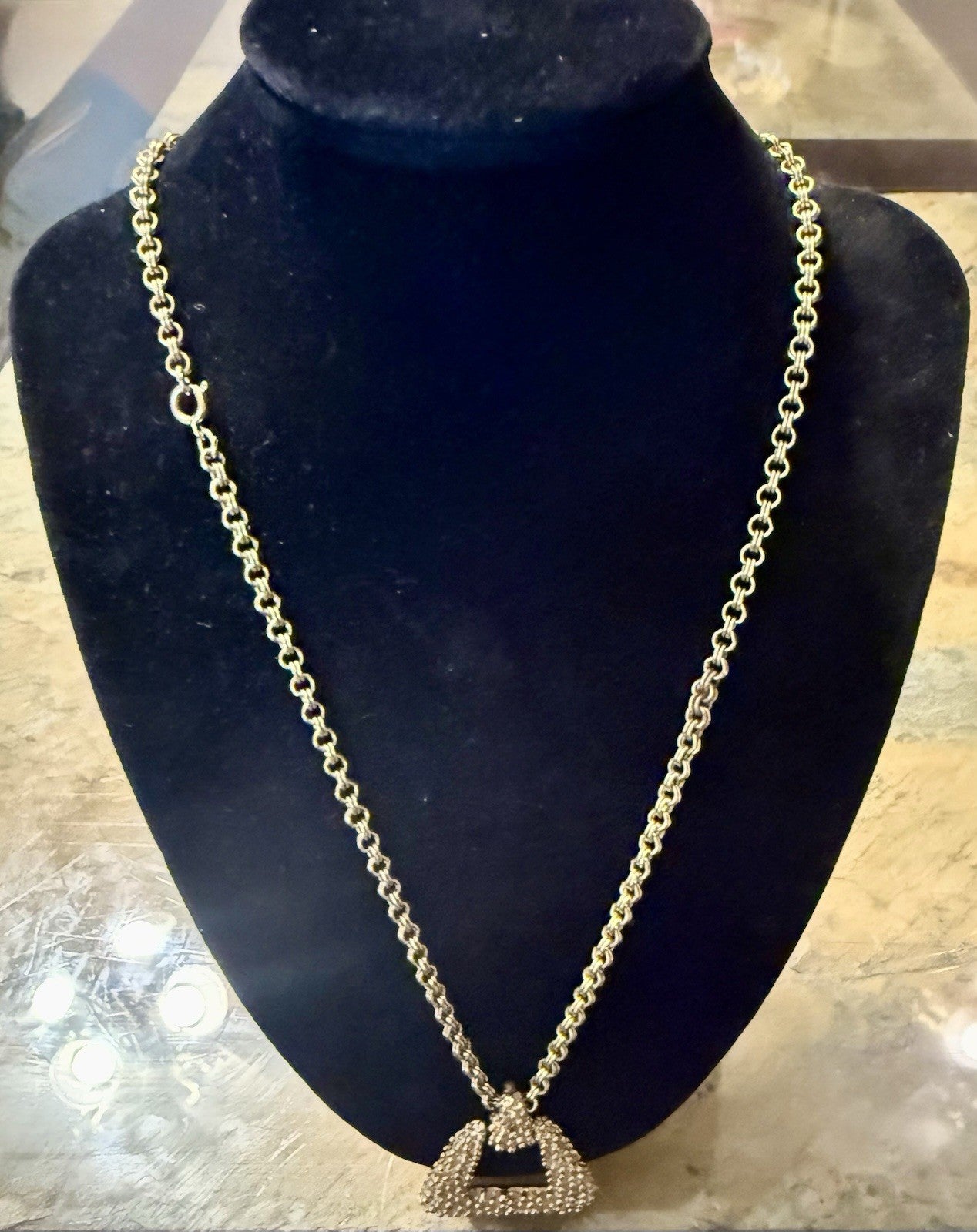 Vintage Sarah Coventry Necklace Golden Sunset Pendant Gold Tone Signed 20”