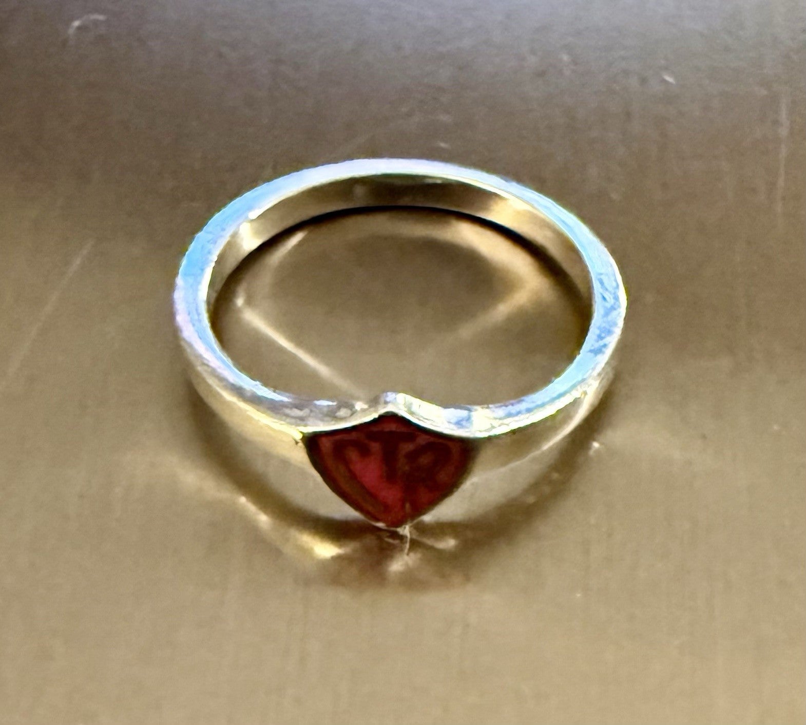 Sterling Silver Sanguine Signet Ring - Size 6.25