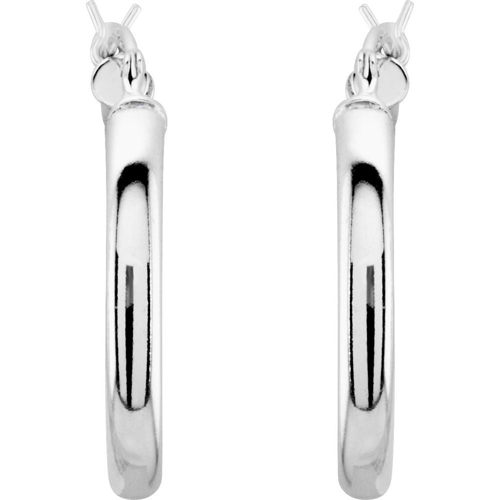 Sterling Silver Square-Tube Intertwined 20mm Double Round Hoop Earrings