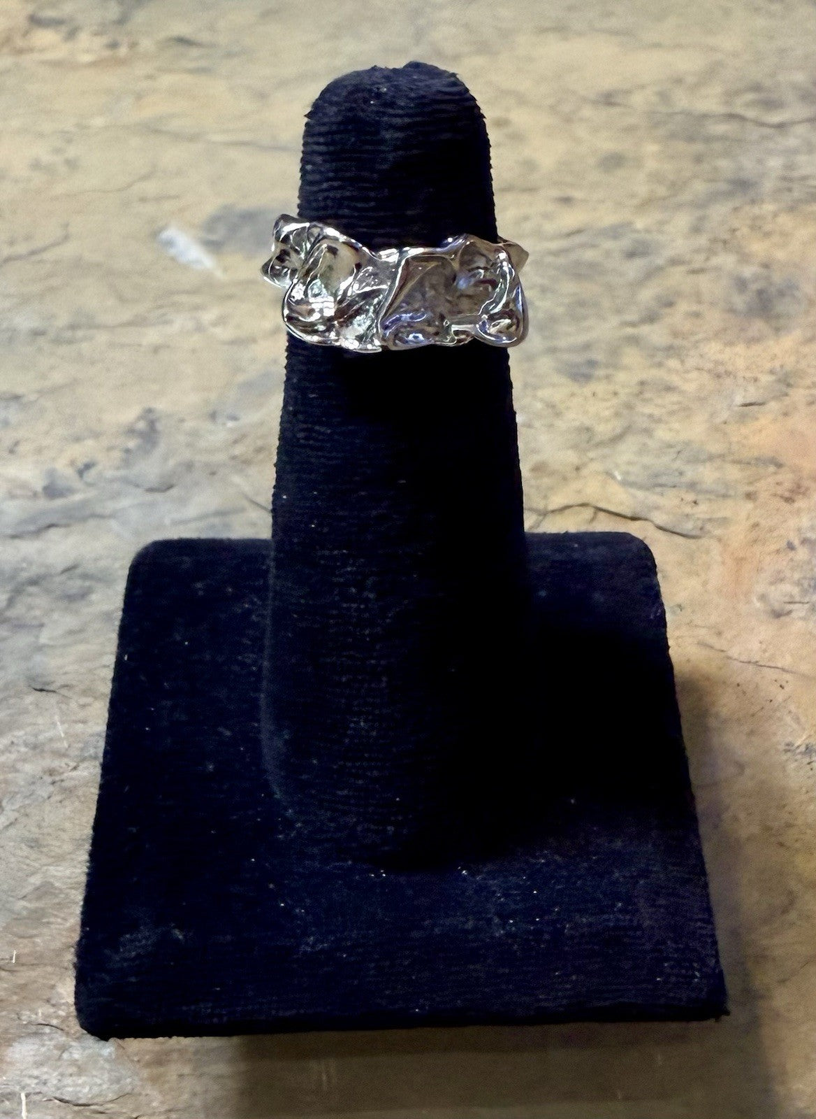 Silvertone Lava Ring - Size 5