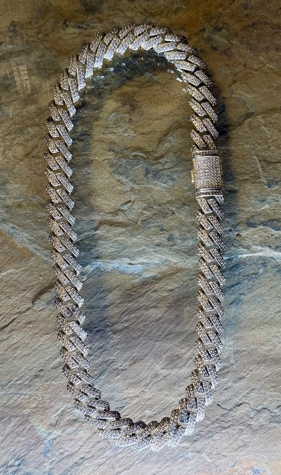 Gold Tone CZ Cuban Link Chain 