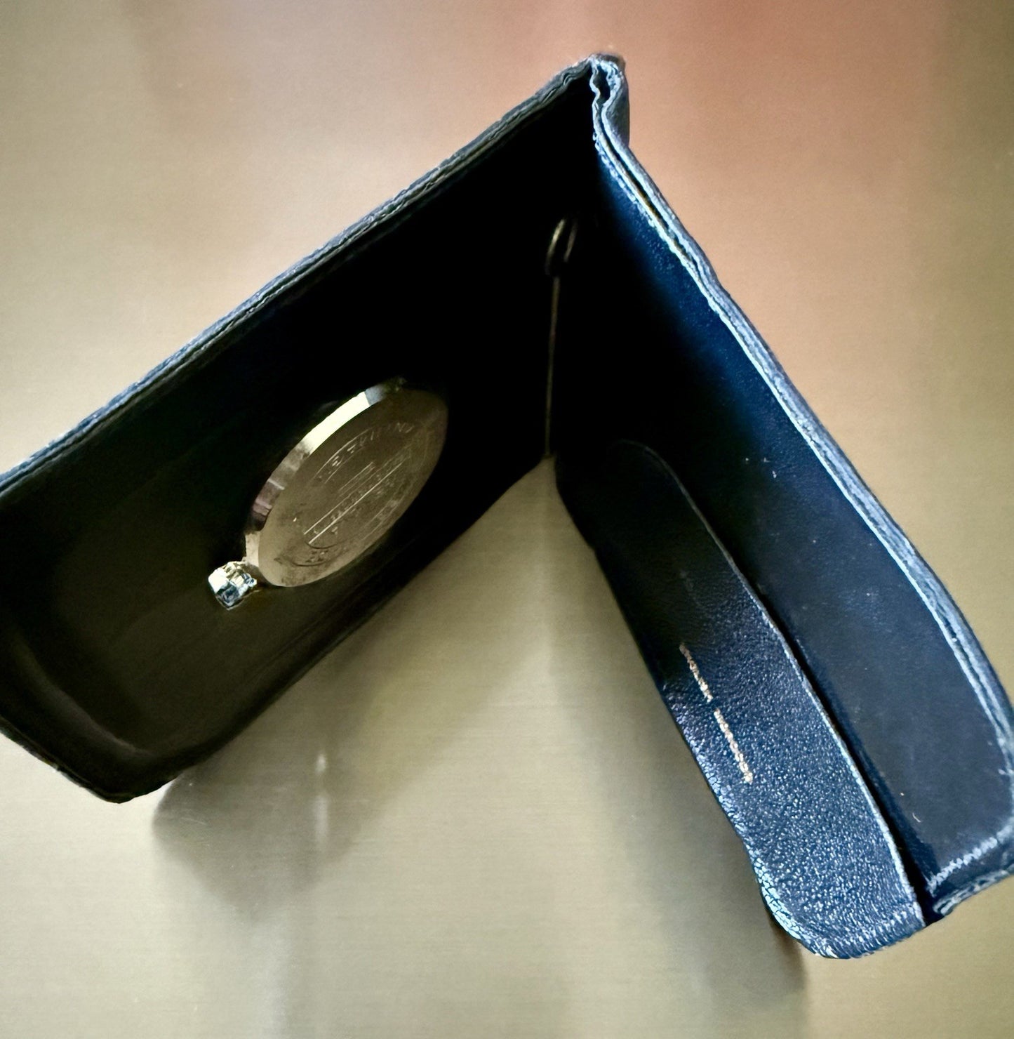 Vintage Moroccan Leather Folding Wallet w/ Swiss Made Genova Watch