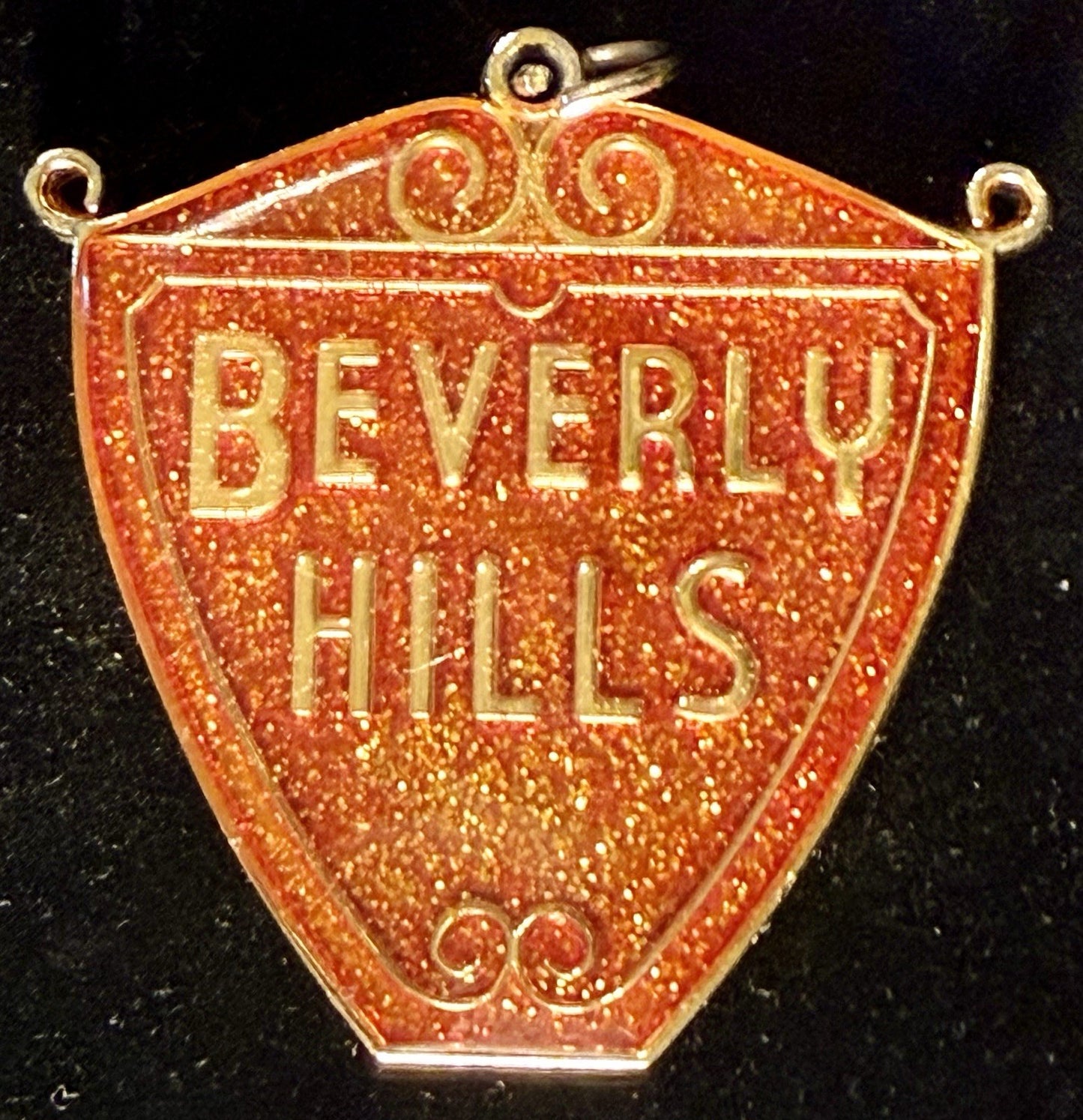 Vintage Gold Tone Beverly Hills Shield Pendant 