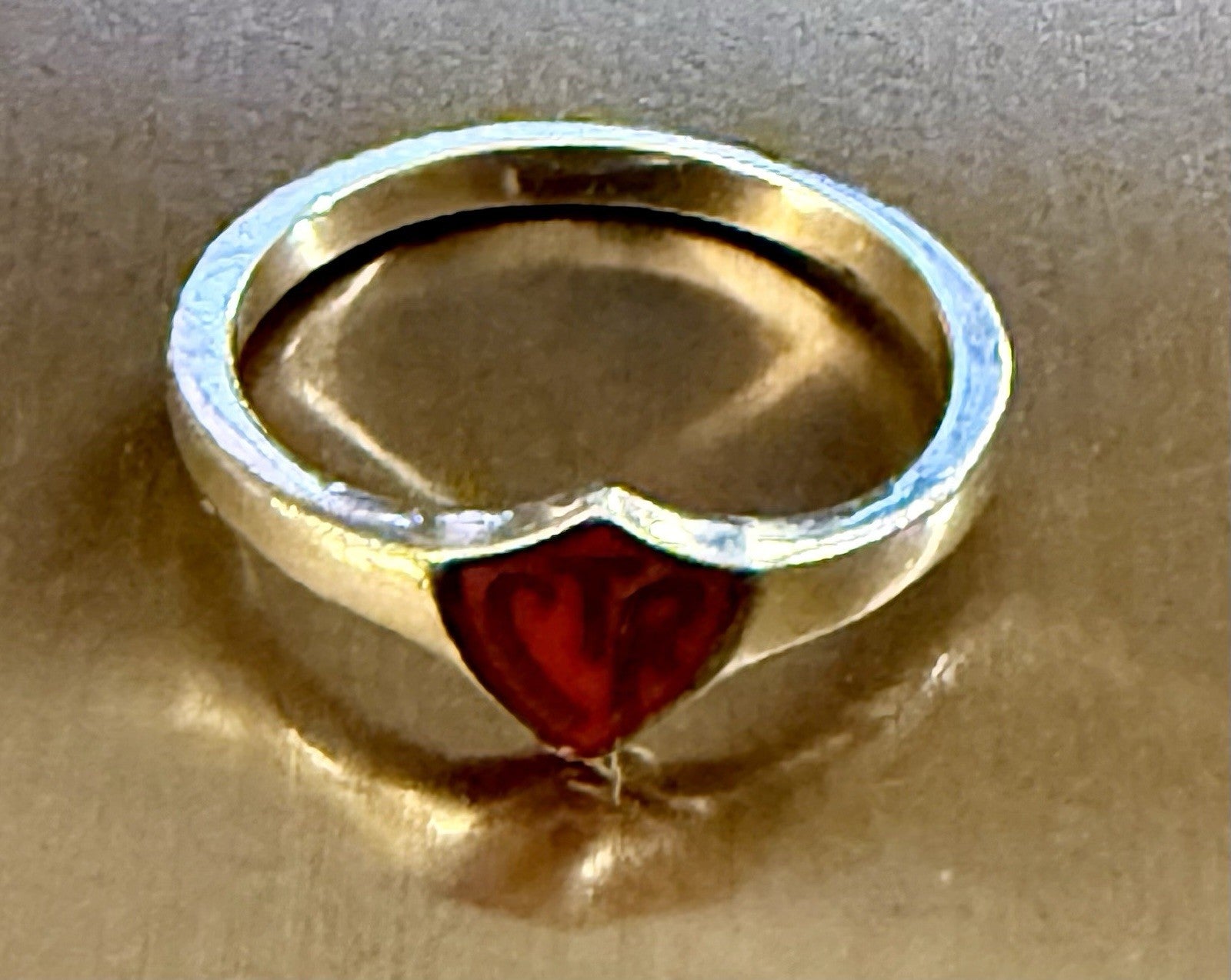 Sterling Silver Sanguine Signet Ring - Size 6.25