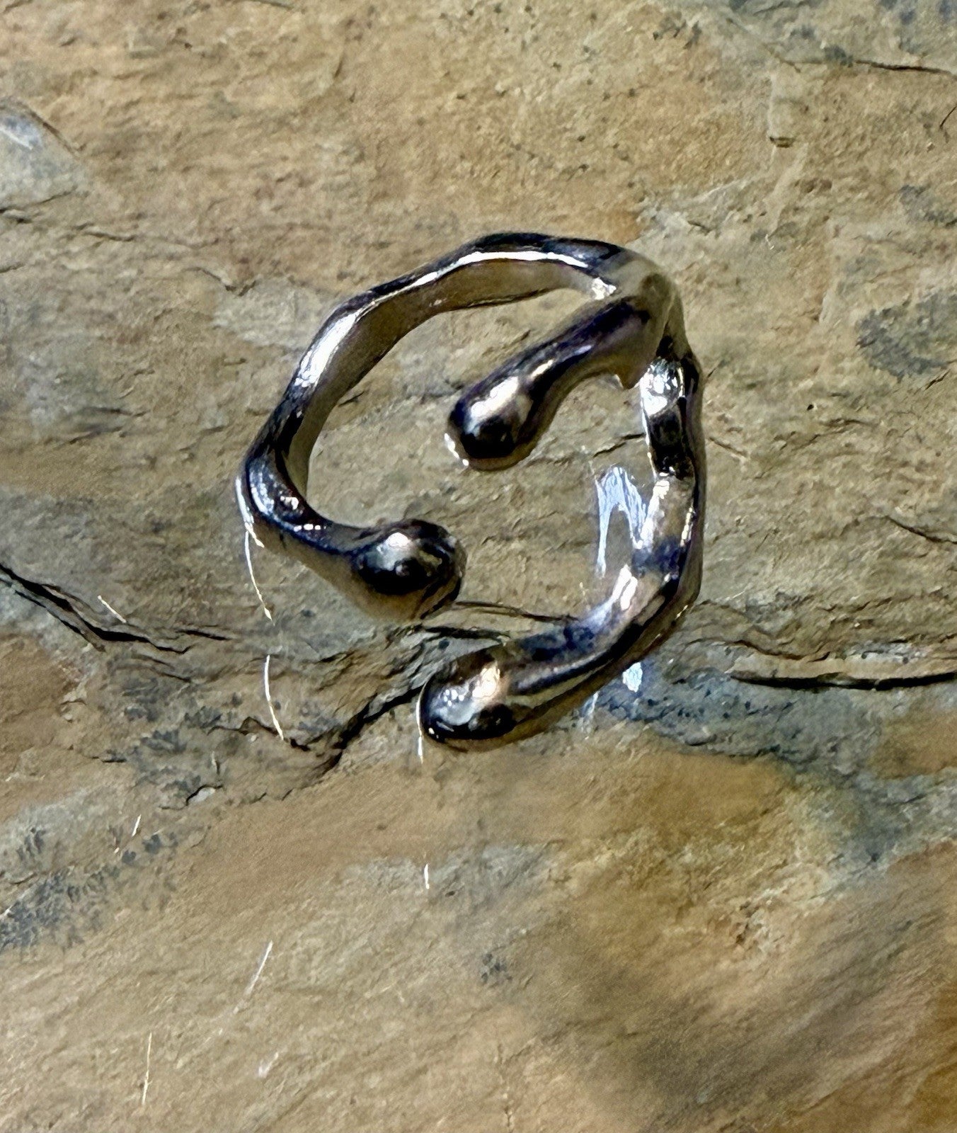 Silvertone Sculptural Ring - Size 5