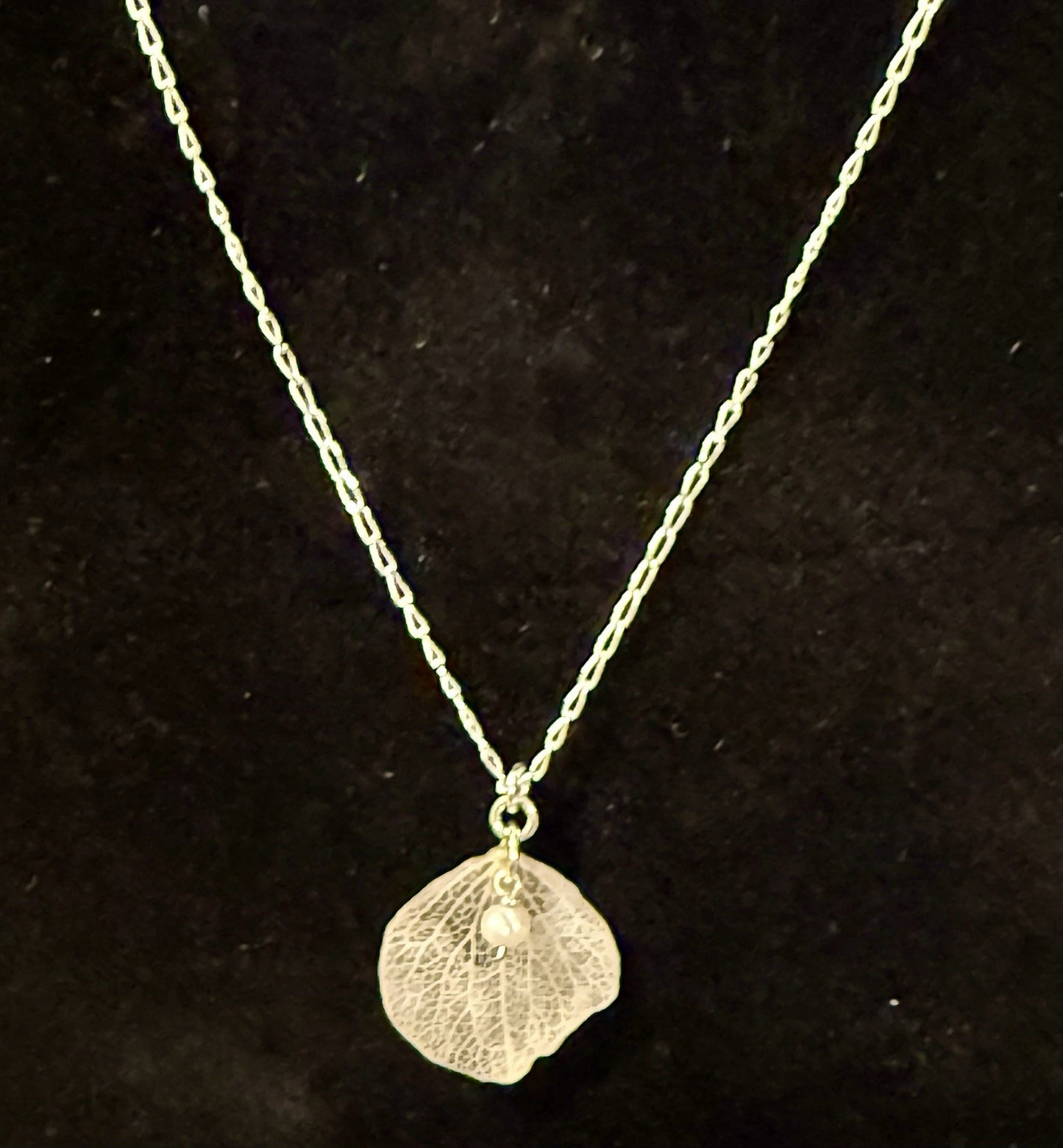 Sterling Silver Necklace With a Leaf Pendant and Earrings 