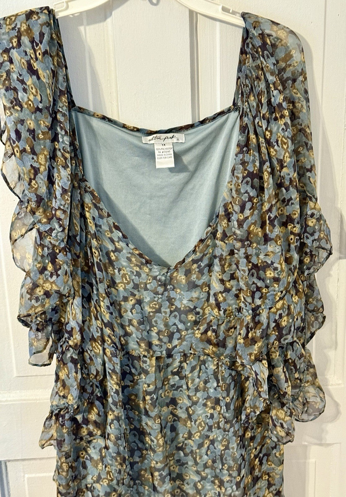 Vintage Altra Post. floral print ruffle-sleeve top
