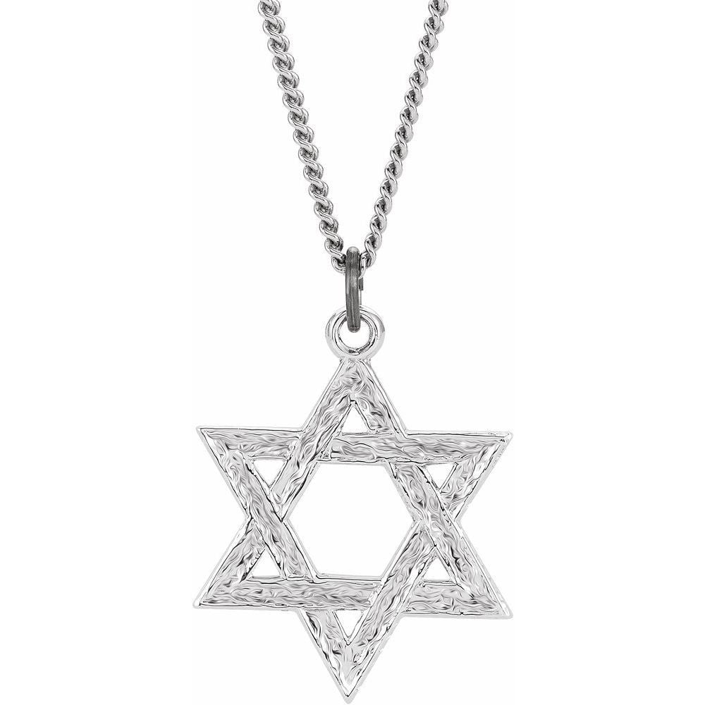 Sterling Silver 25.2x22.7 mm Star of David 18" Necklace