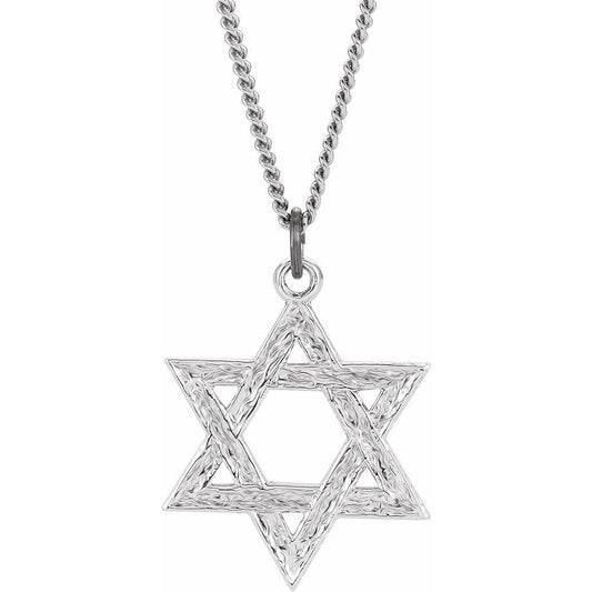 Sterling Silver 25.2x22.7 mm Star of David 18" Necklace
