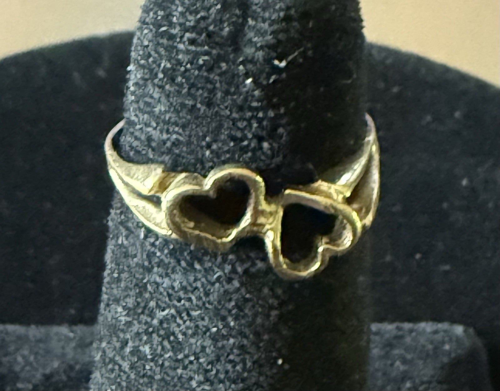 Vintage 10K Yellow Gold Double Heart Ring